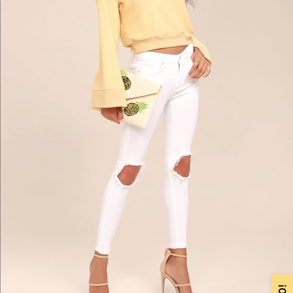 Free People white ripped jeans size 26